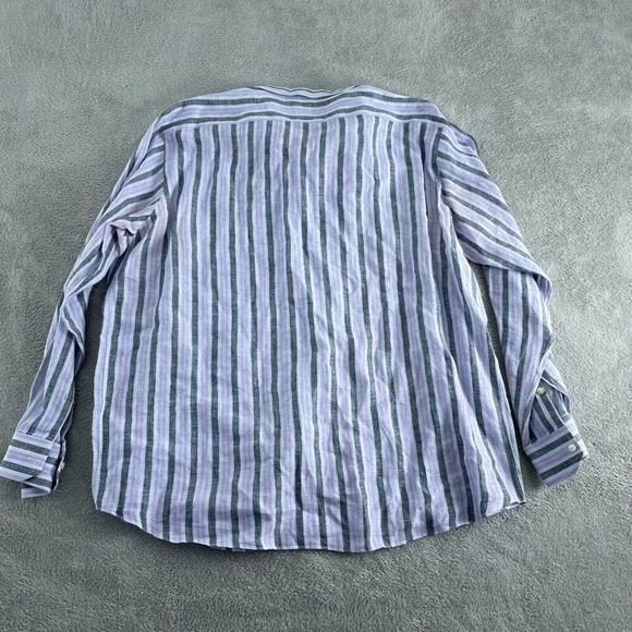 Astor & Black Mens XL Striped Long Sleeve Linen Button-Up Shirt 4950 - Picture 2 of 9